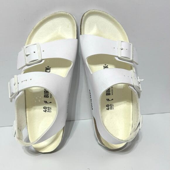Birkenstock Milano Sandals White Birko-Flor Adjustable Straps Size 40 L 9 M7 - Picture 5 of 11